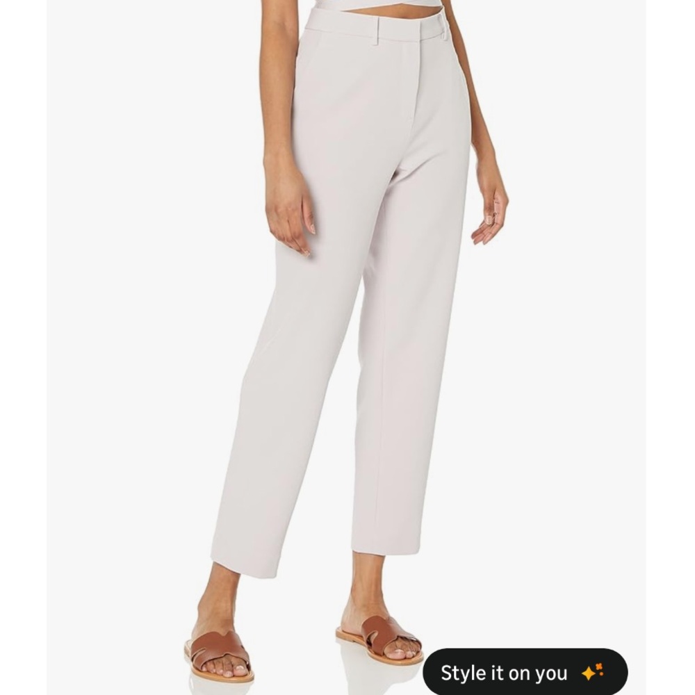THE DROP lavender grey flat front ankle pant